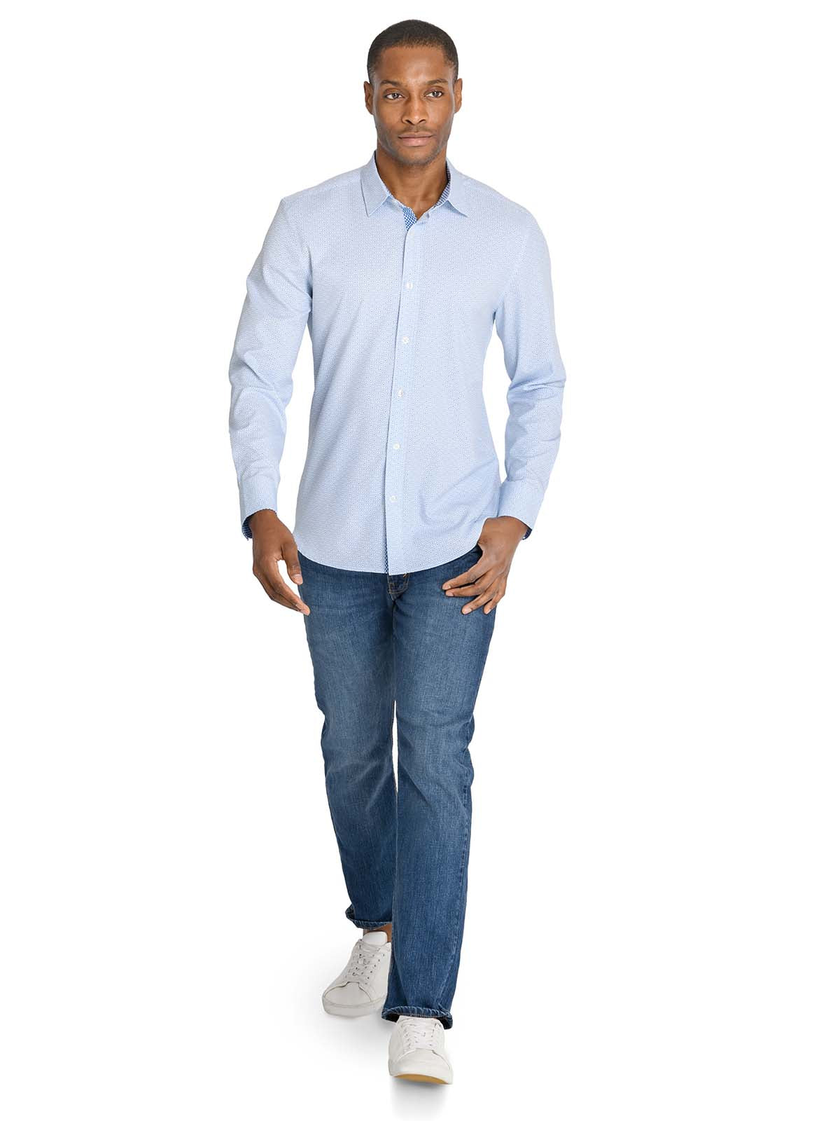 CIRCULAR DOT GEO WOVEN LONG SLEEVE BASIC