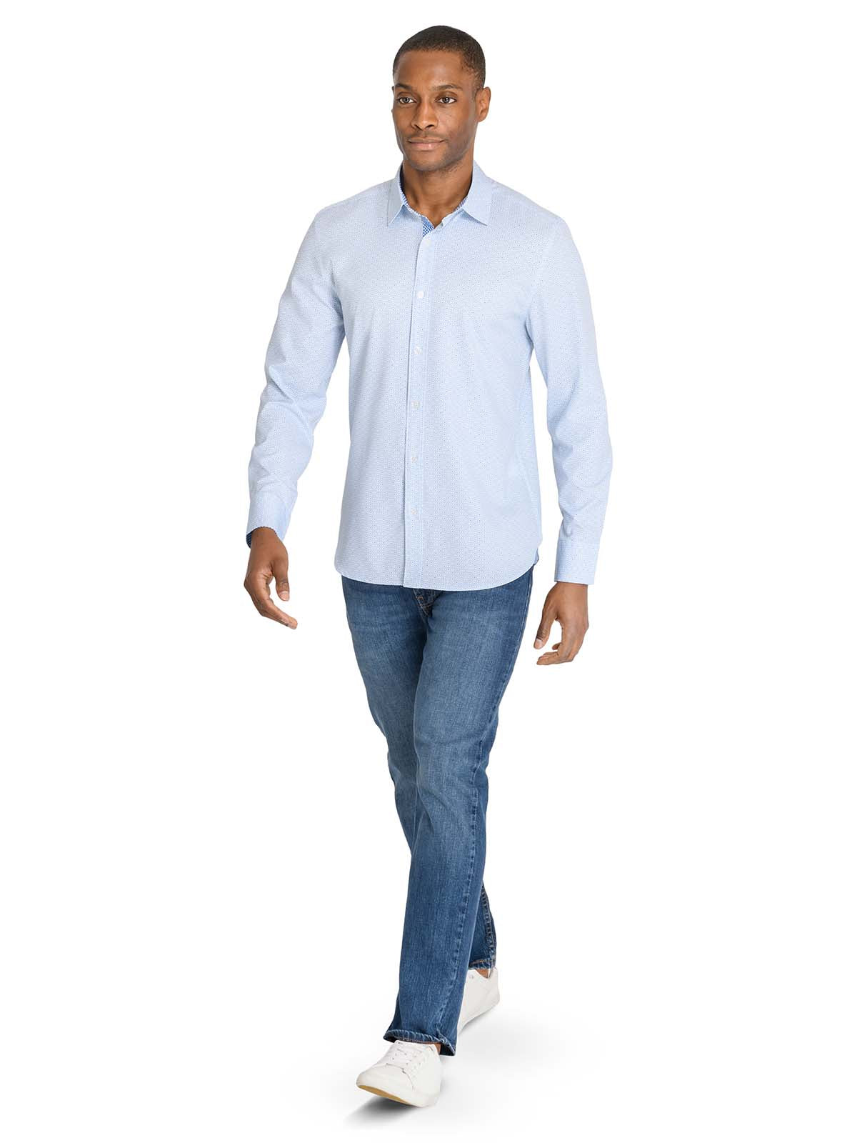 CIRCULAR DOT GEO WOVEN LONG SLEEVE BASIC