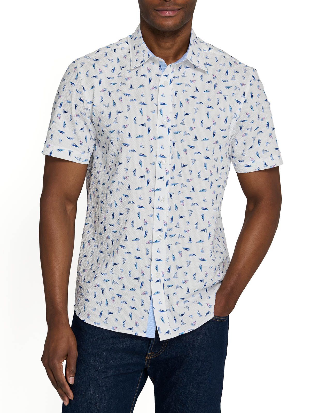sailboat dress shirt Men's Friday Shirt, Short-Sleeve Poplin Sailboat