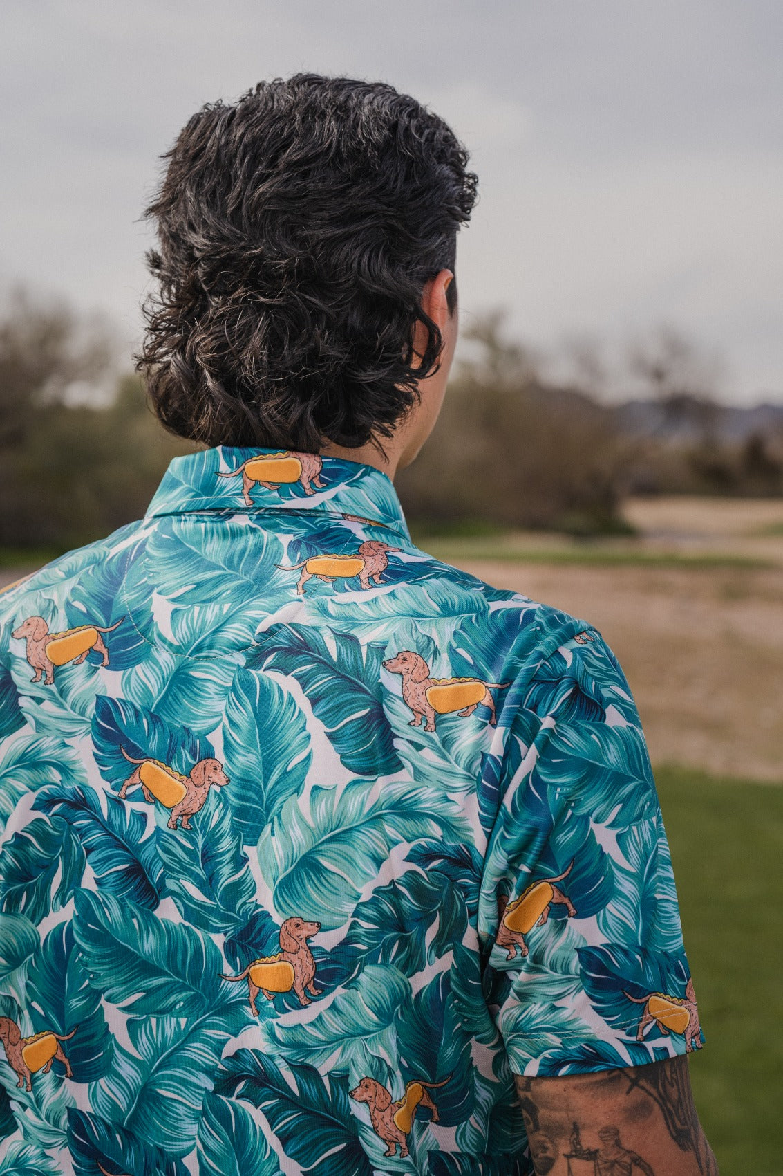 DOG HOTDOG PRINT PERFORMANCE POLO