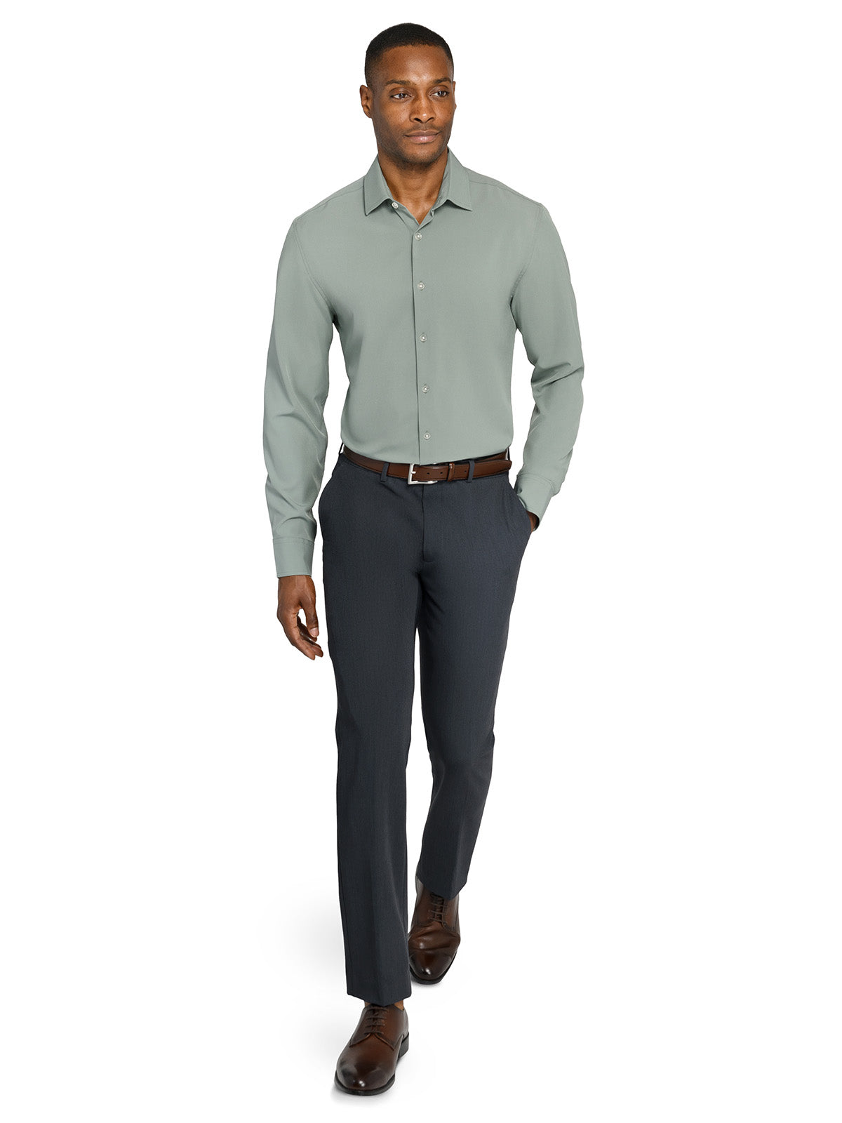 ConStruct Men's Solid Performance Stretch Cooling Comfort Dress Shirt - Ivy