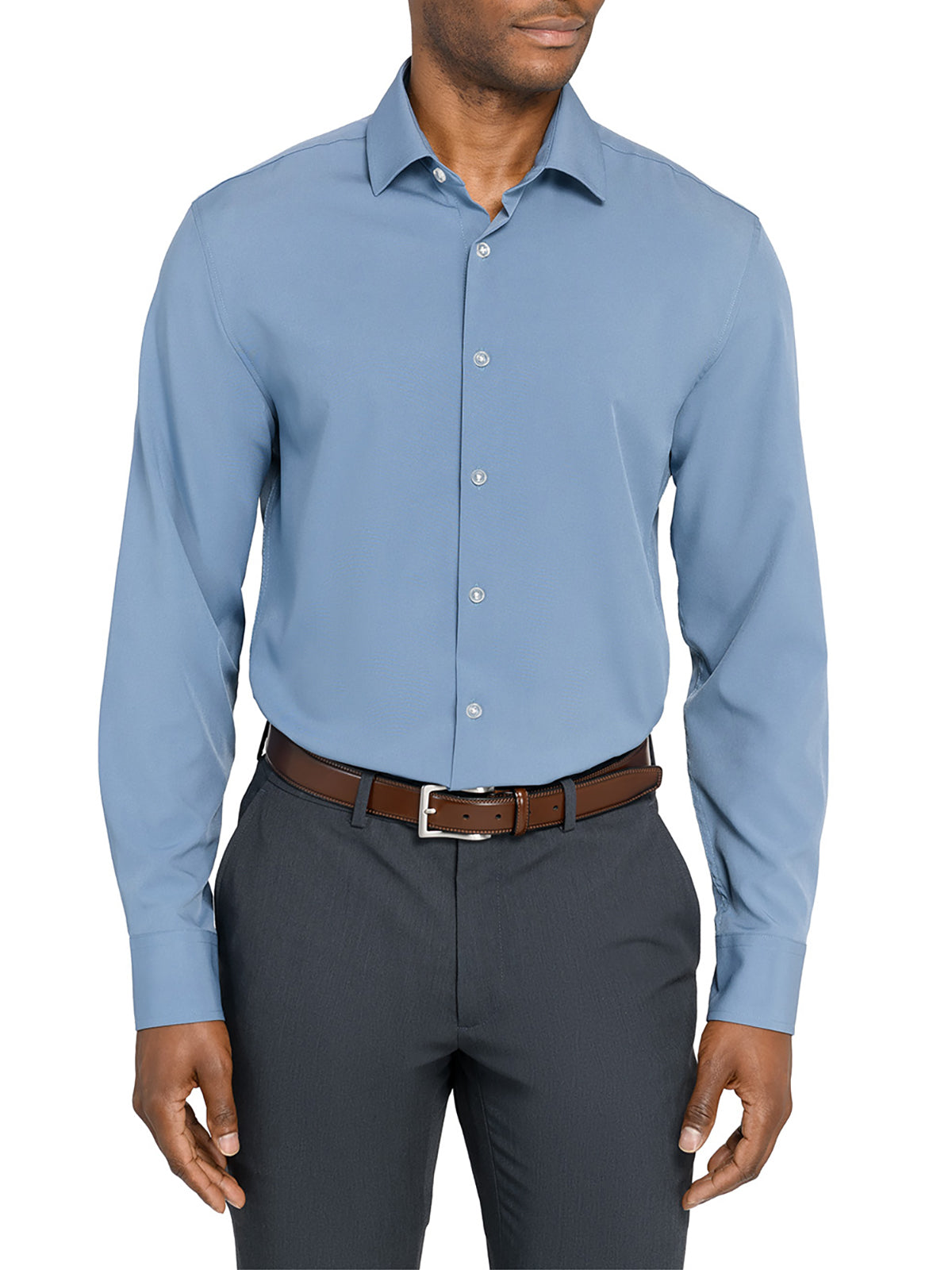 ConStruct Men's Solid Performance Stretch Cooling Comfort Dress Shirt - Hydrangea