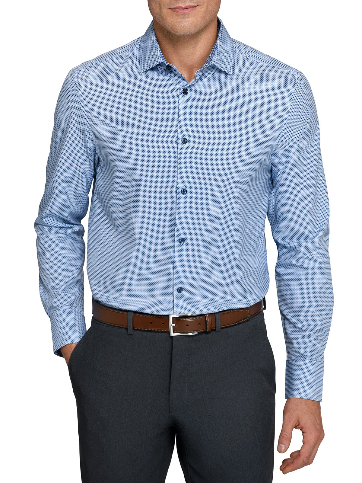 MULTI HOUNDSTOOTH PRINT 4 WAY PERFORMANCE DRESS SHIRT