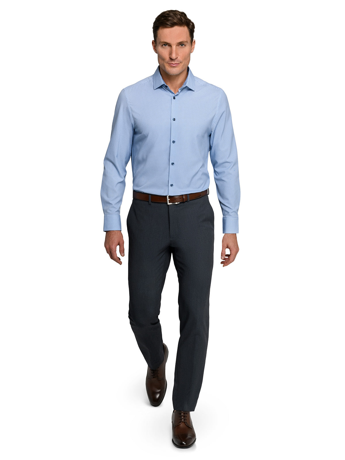 MULTI HOUNDSTOOTH PRINT 4 WAY PERFORMANCE DRESS SHIRT