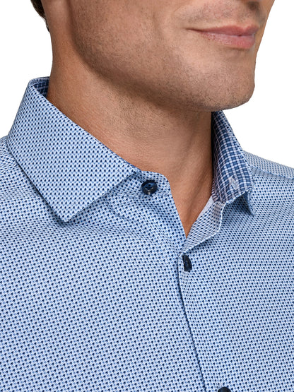 MULTI HOUNDSTOOTH PRINT 4 WAY PERFORMANCE DRESS SHIRT