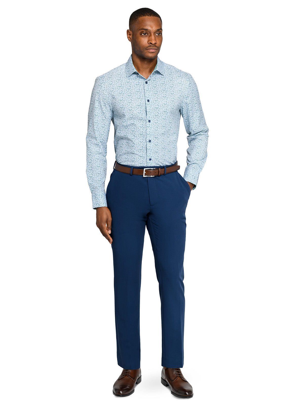 FERN AND FLORA PRINT 4 WAY PERFORMANCE DRESS SHIRT