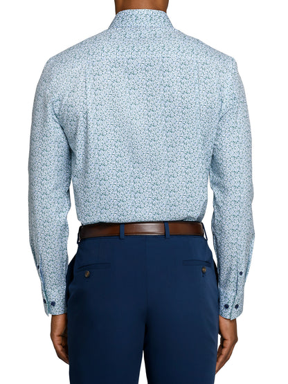 FERN AND FLORA PRINT 4 WAY PERFORMANCE DRESS SHIRT WHITE/GREEN / M15-15.5 33/34 / Slim