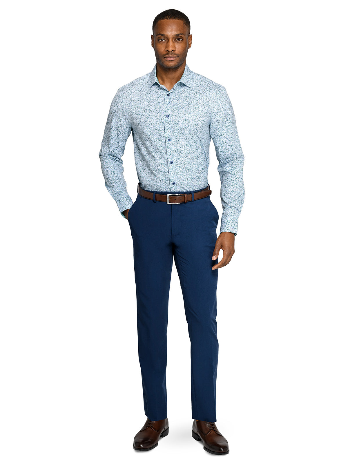 FERN AND FLORA PRINT 4 WAY PERFORMANCE DRESS SHIRT