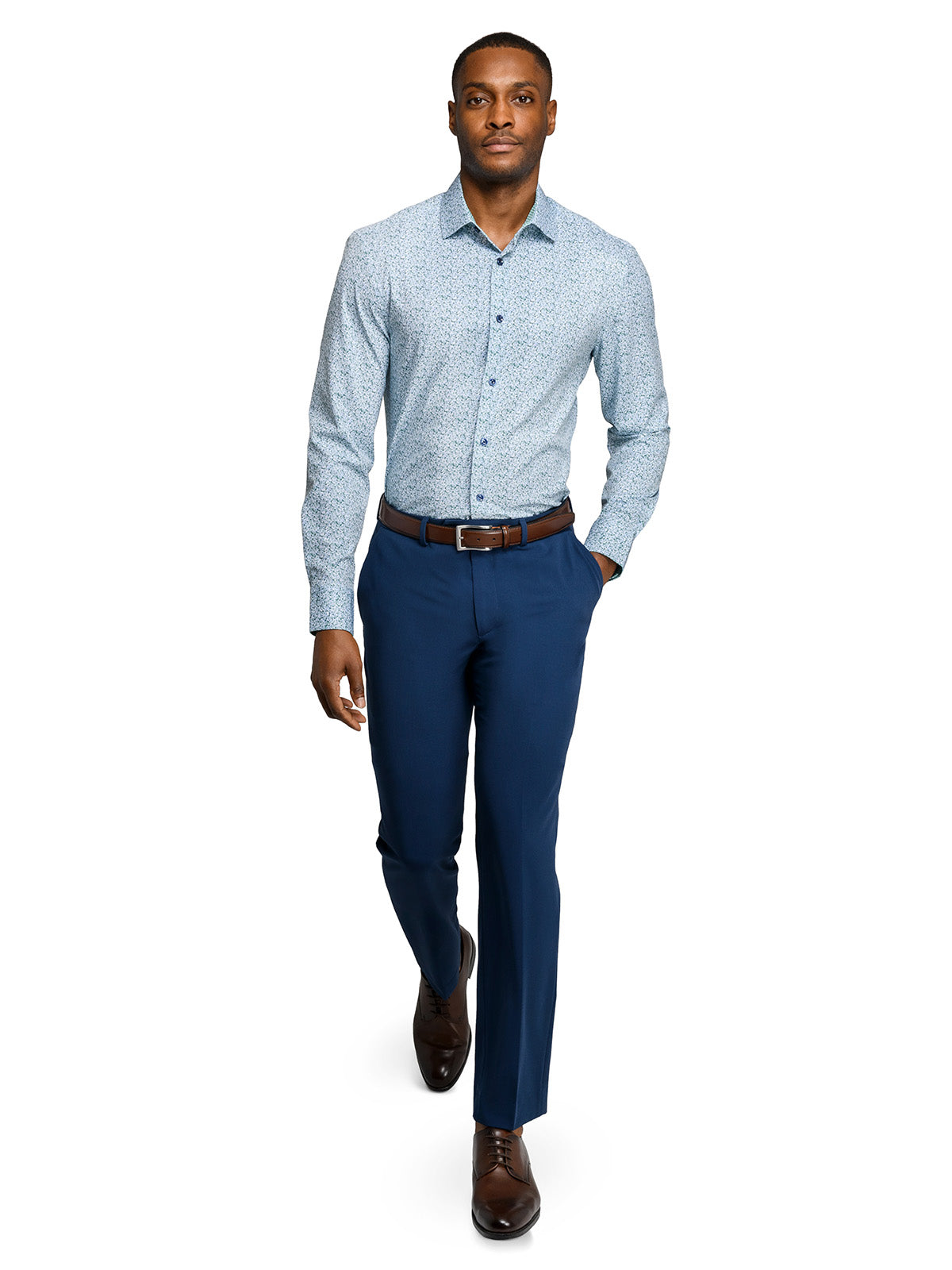 FERN AND FLORA PRINT 4 WAY PERFORMANCE DRESS SHIRT
