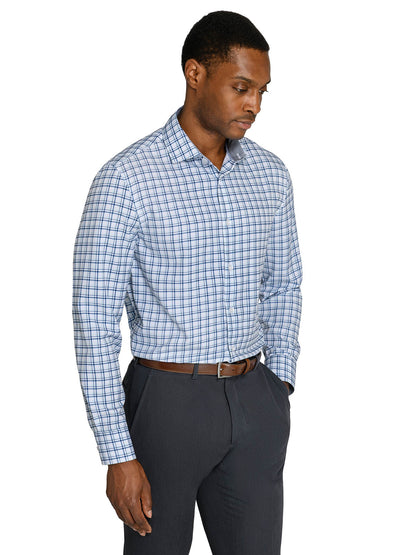 PLAID PERFORMANCE DRESS SHIRT GREY/WHITE / L (16-16.5 34/35) / Slim