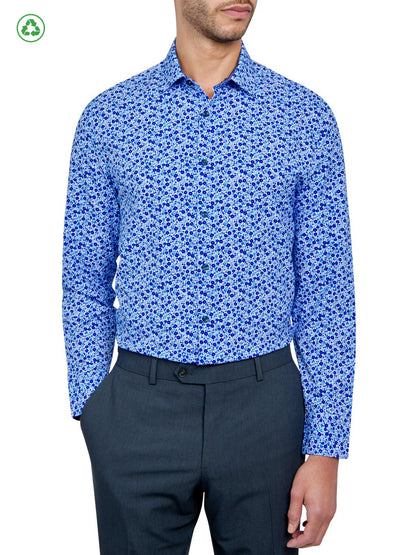 Con.Struct Men's Blue Floral Performance Dress Shirt, Navy / S14-14.5 32/33 / Slim - Con.Struct Navy S14-14.5 32/33 Con.Struct Men's Blue Floral Performance Dress Shirt, Navy / S14-14.5 32/33 / Slim - Con.Struct Navy S14-14.5 32/33