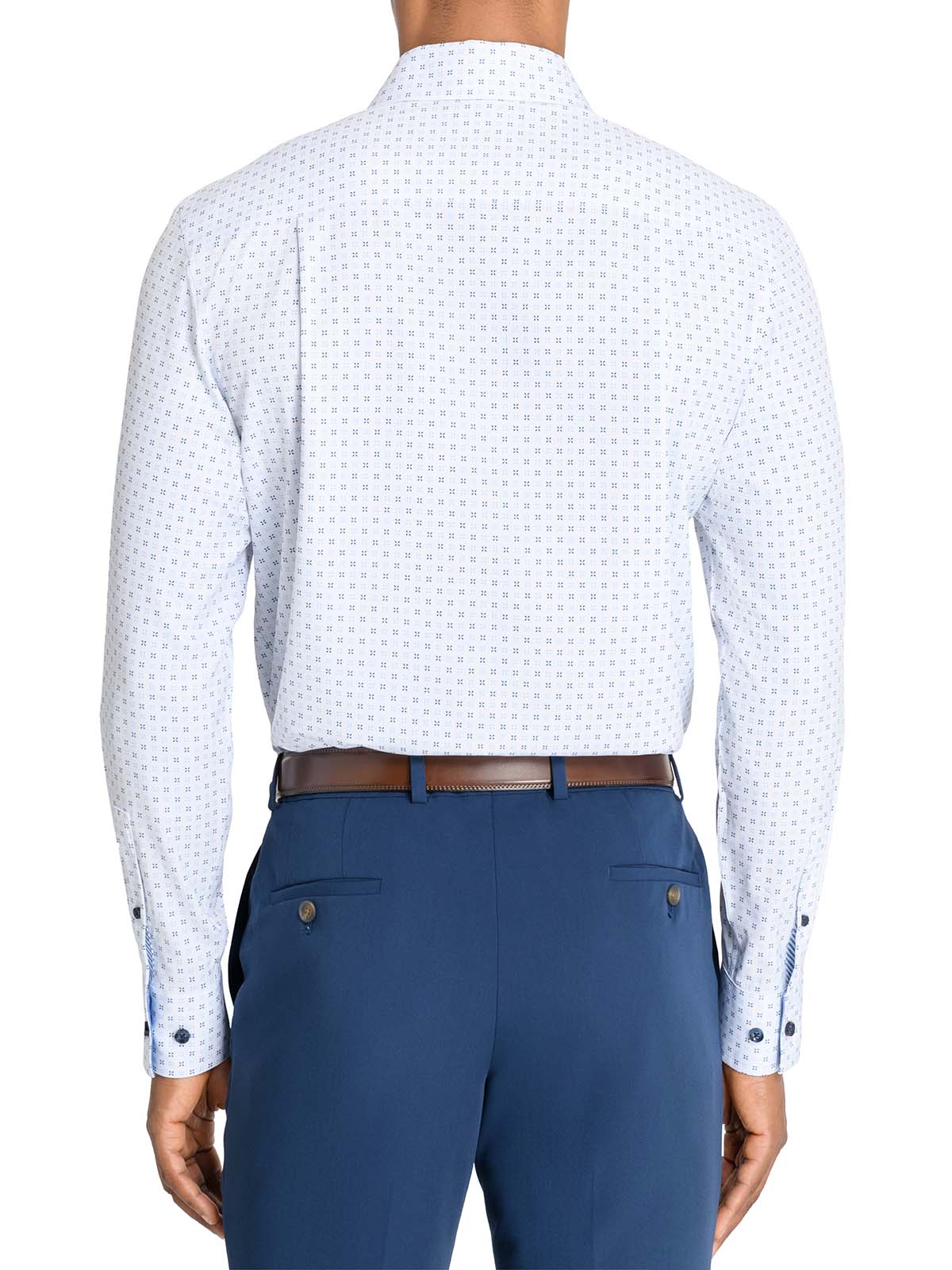 STAR DASH PERFORMANCE DRESS SHIRT WHITE/BLUE / S14-14.5 32/33 / Slim