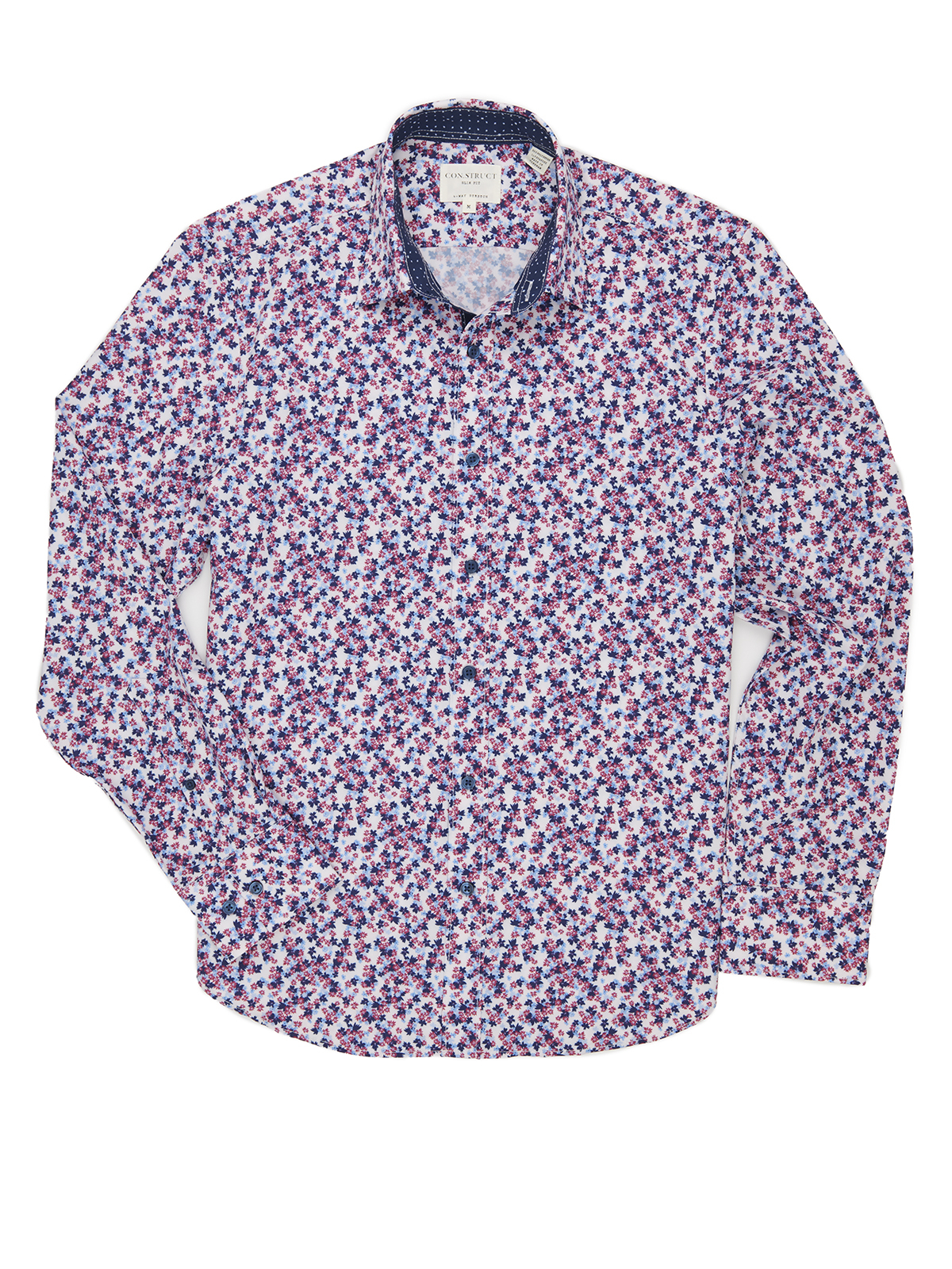 TOSSED FLORAL PERFORMANCE STRETCH LONG SLEEVE SHIRT