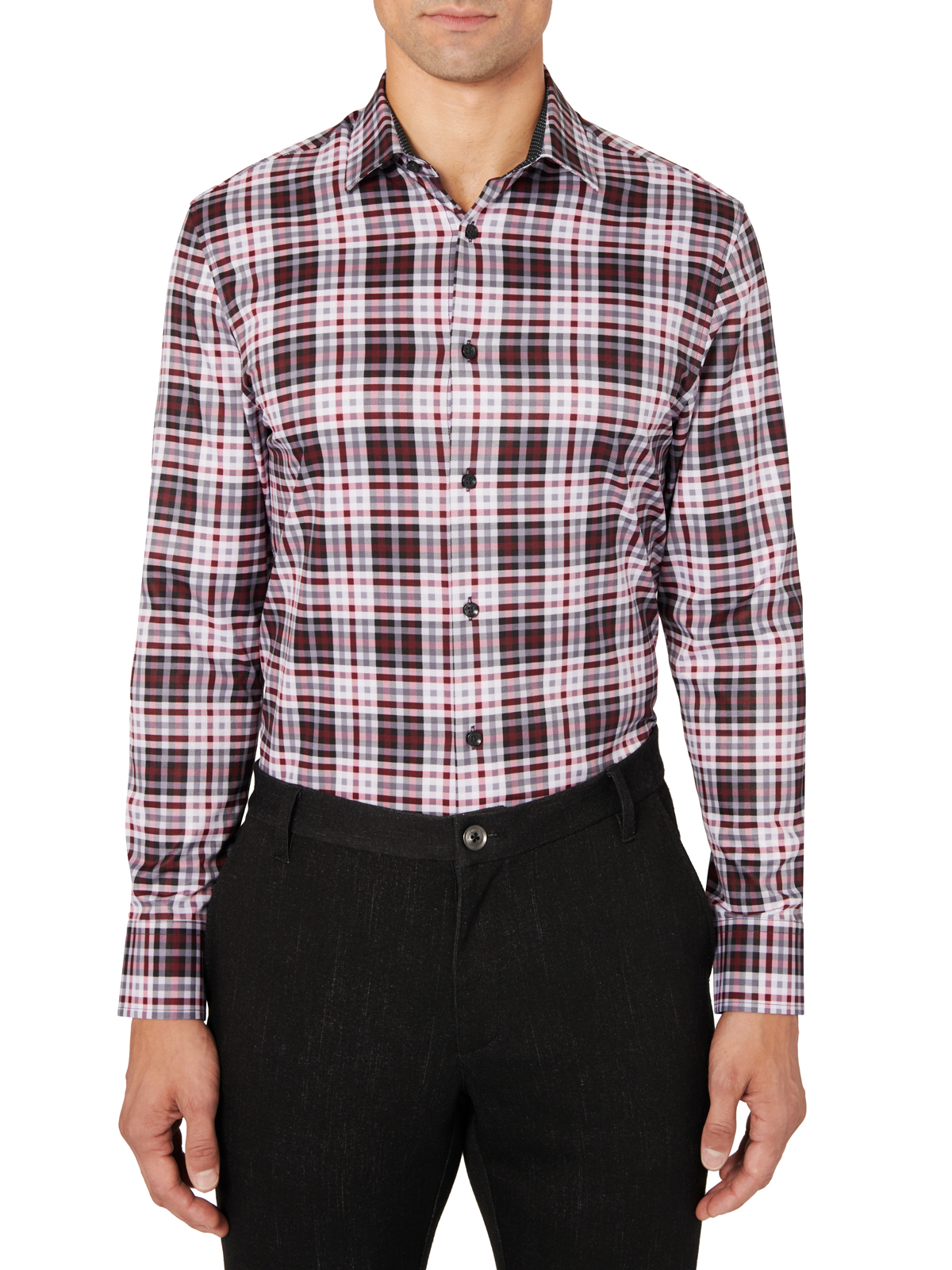 LARGE CHECK COOLING PERFORMANCE STRETCH DRESS SHIRT