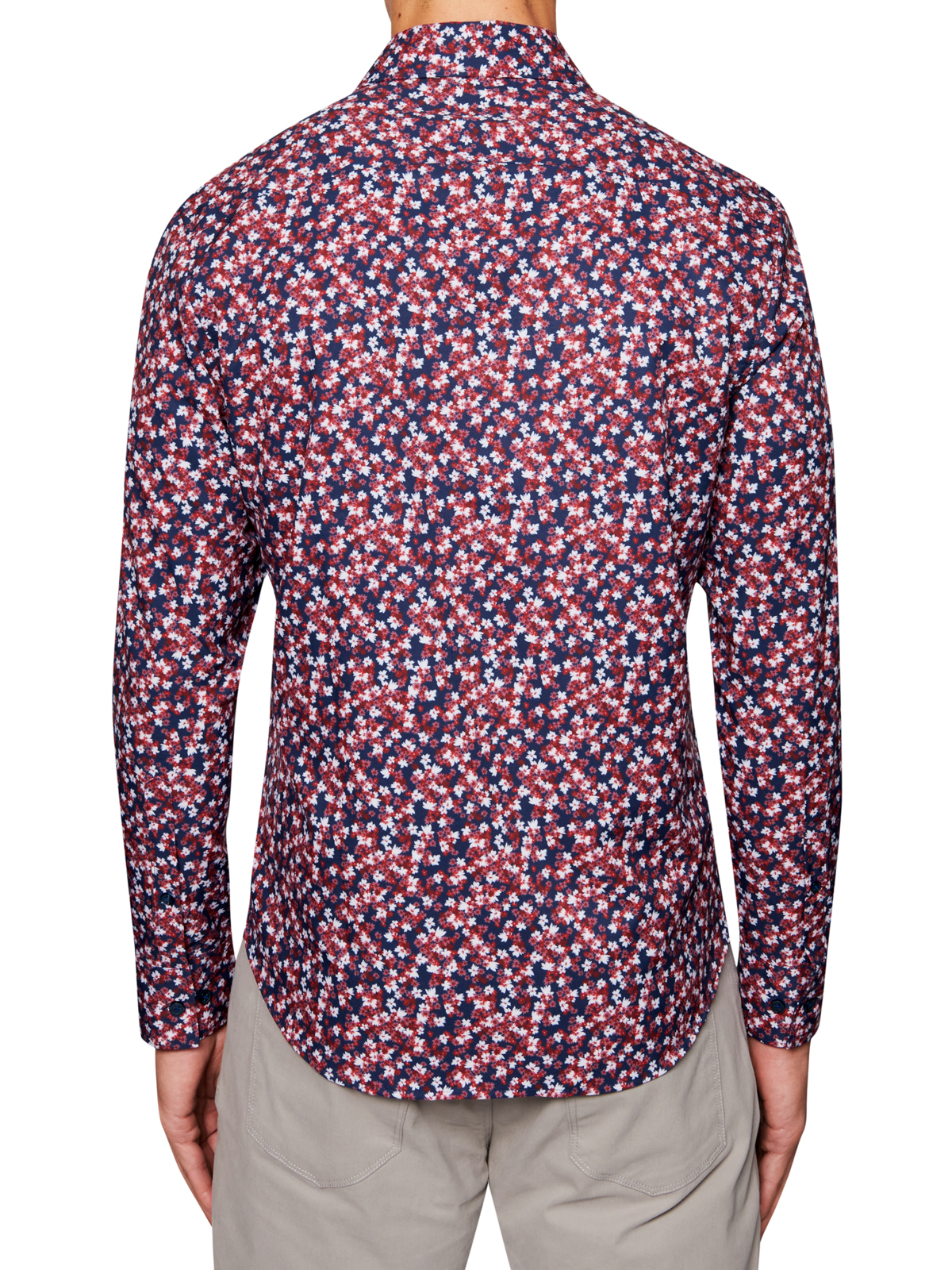 TOSSED FLORAL PERFORMANCE STRETCH LONG SLEEVE SHIRT